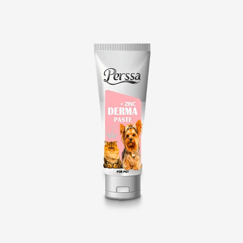 خمیر تقویت پوست مو سگ و گربه پرسا مدل Derma Paste zinc plusوزن 100گرم