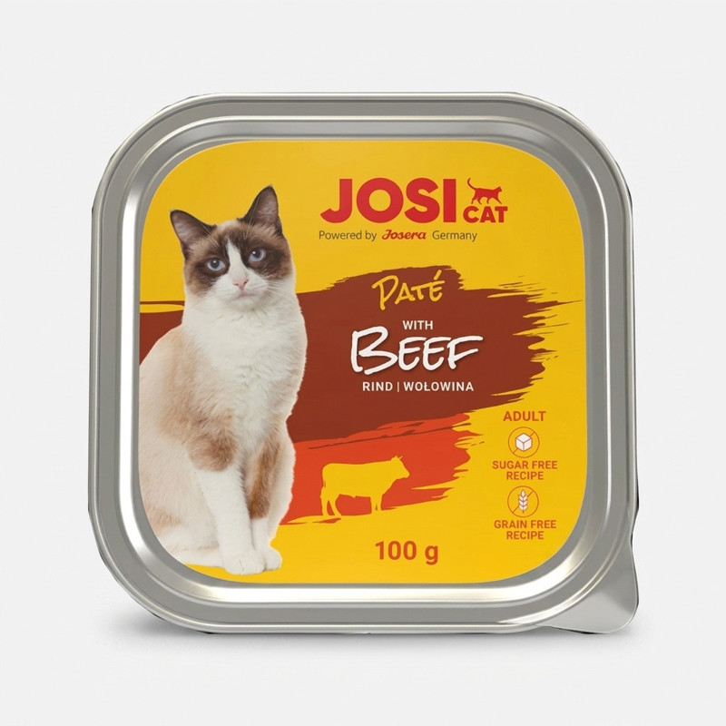 غذای کاسه ای گربه بالغ جوسرا مدل Josicat Pate Beef طعم گوشت گاو وزن 100 گرم