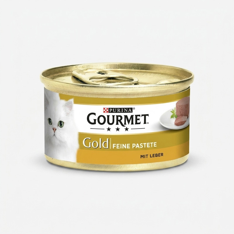 کنسرو غذای گربه گورمت مدل Gold Pate بافت پته با طعم جگر 85 گرم